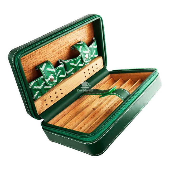 Porta Charutos Couro Verde P/4un