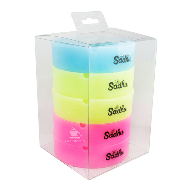 Caixa de Cinzeiro Silicone Sadhu Grande C/ Tampa Neon