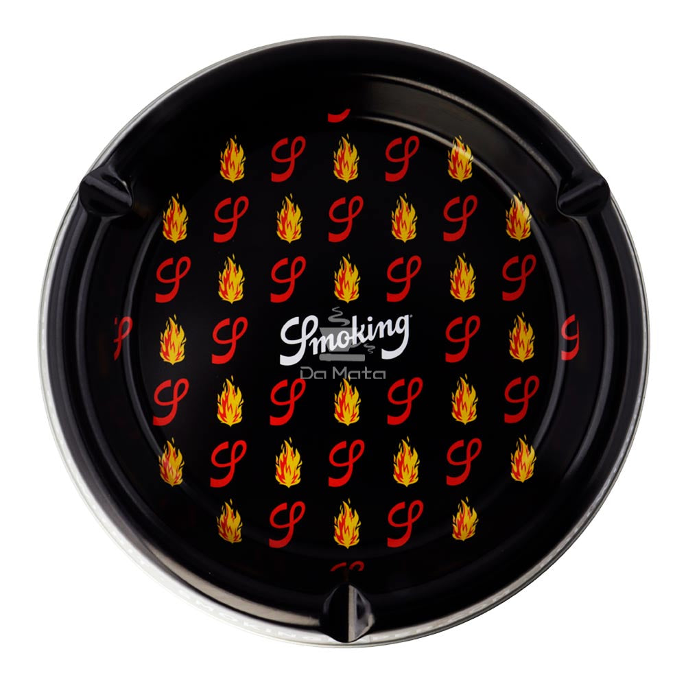 Caixa de Cinzeiro Metal Smoking Black Flames