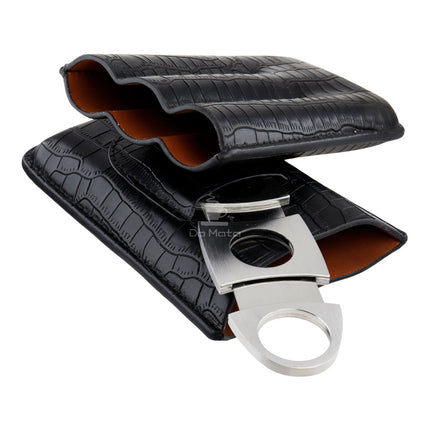 Porta Charutos de Couro Hit P/3un Com Cortador