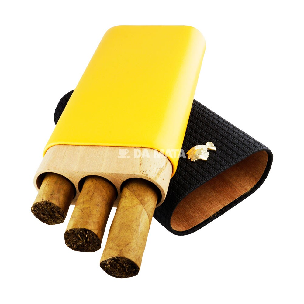 Porta Charutos Cohiba Couro e Cedro P/3un