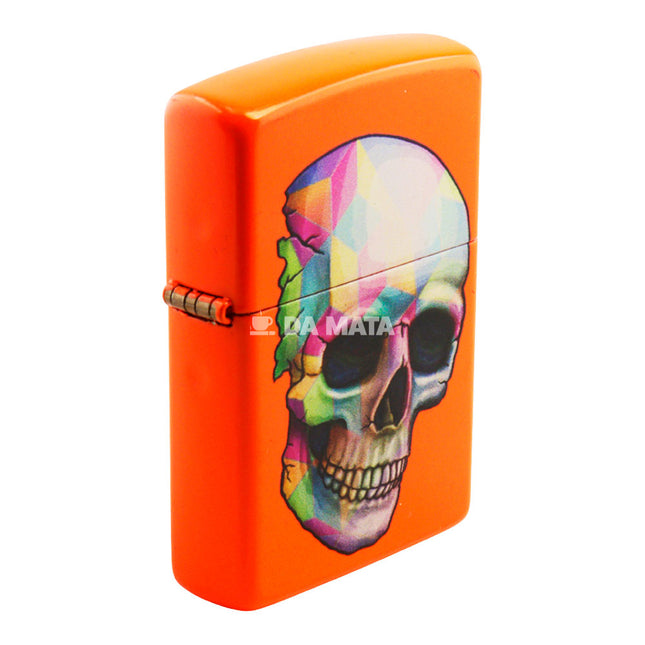 Isqueiro Zippo Lighter Skull Neon Orange 29402