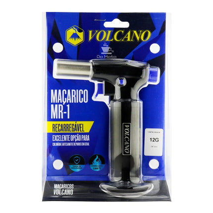 Maçarico Volcano Recarregável 12g MR1 Preto