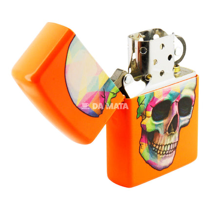 Isqueiro Zippo Lighter Skull Neon Orange 29402