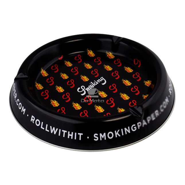 Caixa de Cinzeiro Metal Smoking Black Flames