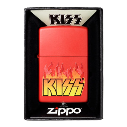 Isqueiro Zippo Kiss Logo With Flames Red Matte 48642