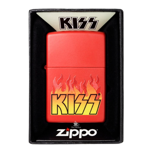 Isqueiro Zippo Kiss Logo With Flames Red Matte 48642