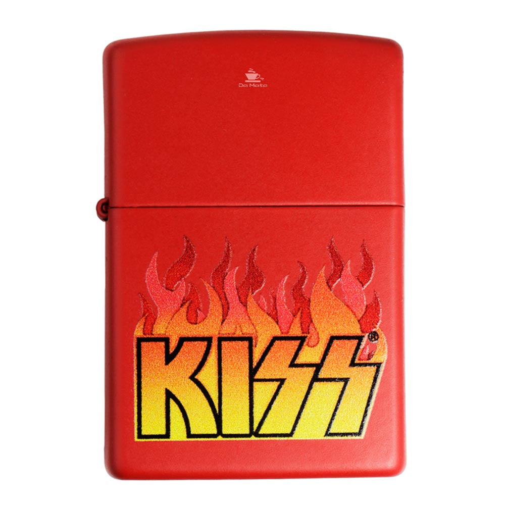 Isqueiro Zippo Kiss Logo With Flames Red Matte 48642