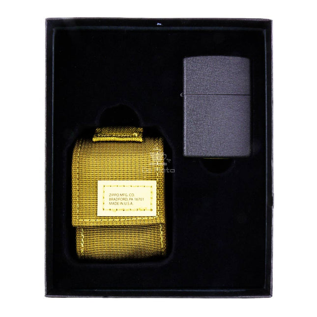 Kit de Isqueiro Zippo BLK Crackle LTR Bag Tactical GS