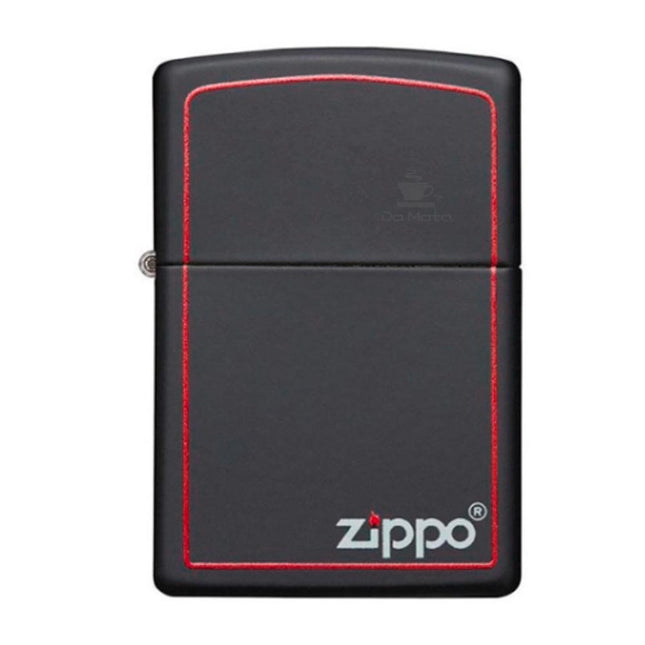Isqueiro Zippo 828 Preto com borda Vermelha e logo