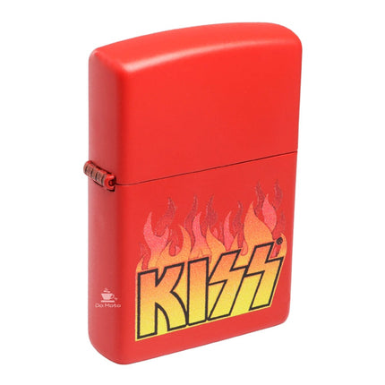 Isqueiro Zippo Kiss Logo With Flames Red Matte 48642