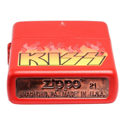 Isqueiro Zippo Kiss Logo With Flames Red Matte 48642